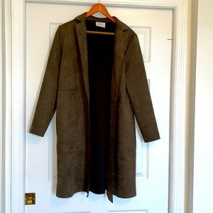 Zara Men’s Faux Suede Olive Coat Jacket